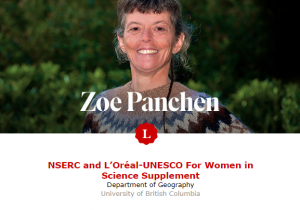 Zoe Panchen awarded NSERC & L’Oréal-UNESCO For Women in Science Supplement