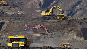 Large machinery at work in a coal mine