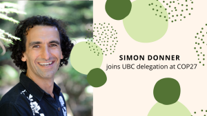 Simon Donner selected for UBC delegation at COP27
